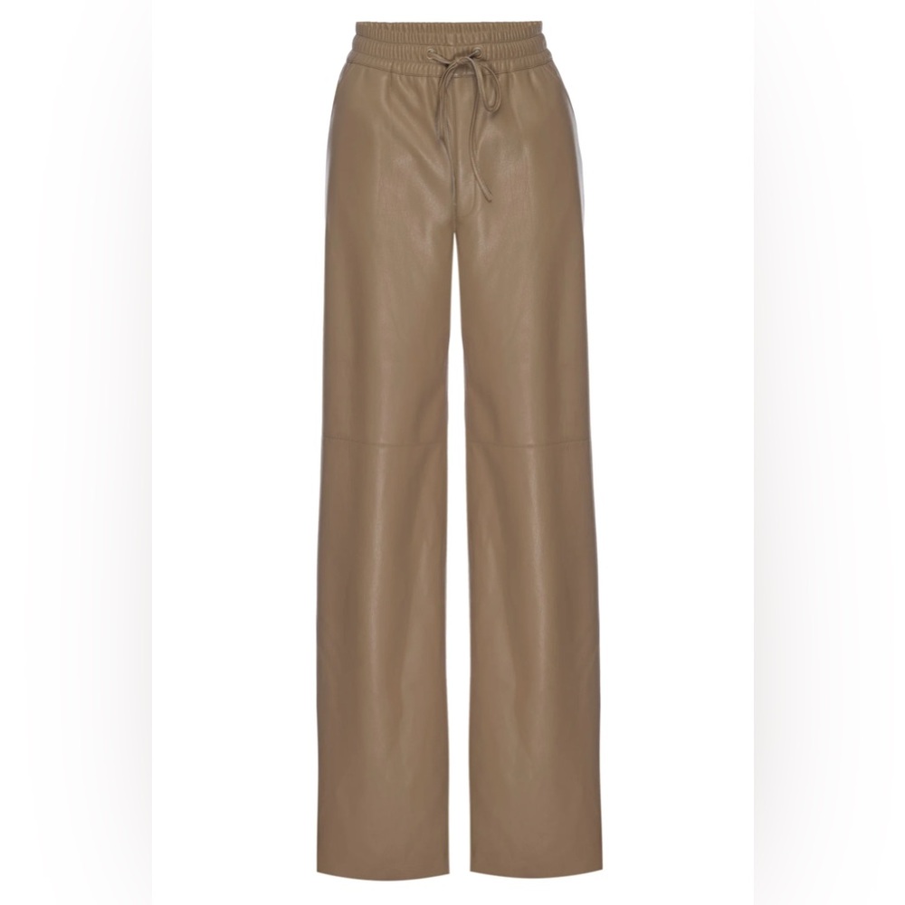Good American Faux Leather Wide Leg drawstring pants. size 0